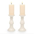 thumbnail image 2 of Bonita Home 9" Candle Holder Set, Ceramic Candle Stick Holder - Pillar or Taper Candles, Set of 2 Farmhouse, Rustic, Traditional Decor, White, 2 of 10