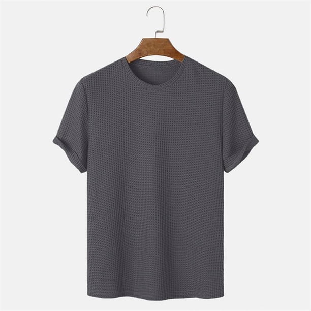 pstuiky camisetas de hombre, Camisas casuales de manga corta con cuello redondo y textura de color sólido para hombre camisas casuales para hombre m