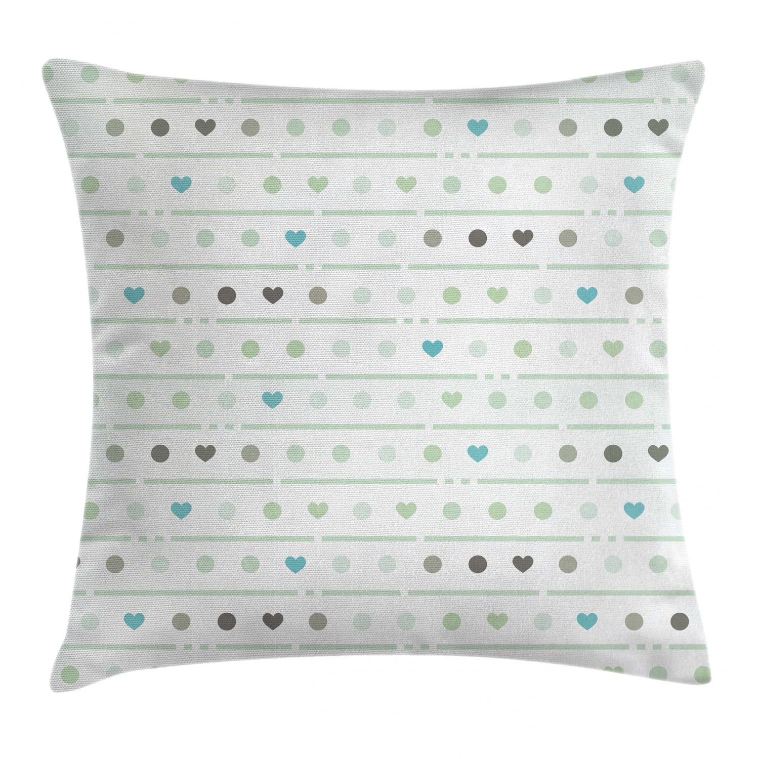 Mint and Gray Polka Dot Heart Polyester Throw Pillow