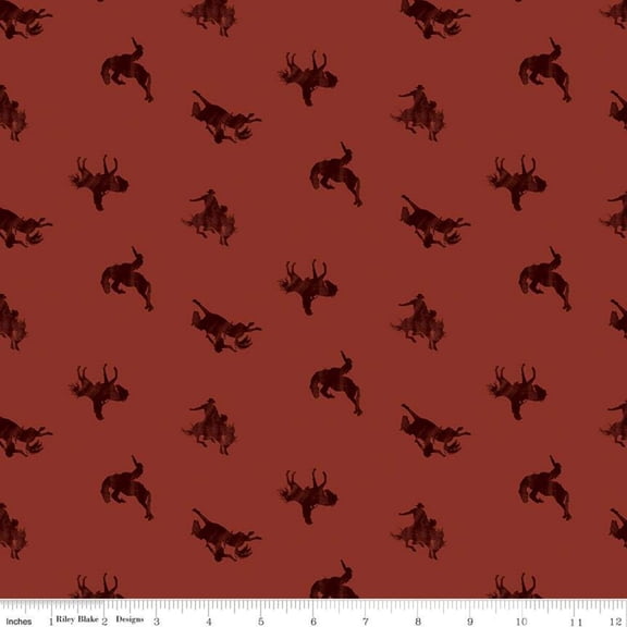 Back of the Chutes Broncos Rust Cotton Fabric