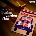 thumbnail image 2 of G128 Garden Flag Welcome Three Gnomes in Patriotic Truck 12"x18" Burlap Fabric, 2 of 9