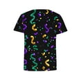 thumbnail image 4 of Xdegoge Mardi Gras Shirts for Women Short Sleeve S Purple Glitter Print Crew Neck Carnival Tee, 4 of 5