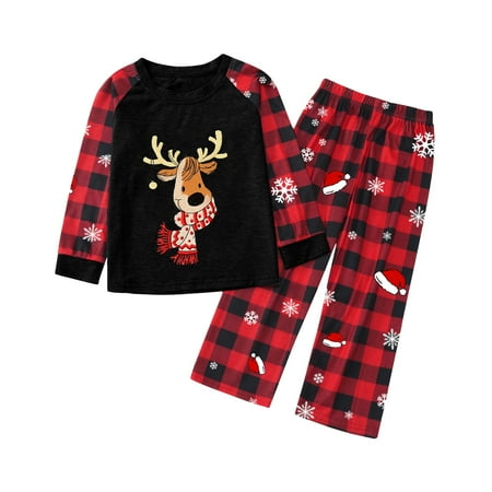 

Christmas Pajamas for Family Parent-Child Outfit Winter Fall Cute Deer Plaid Xmas Sleepwear Homewear Pajama Sets