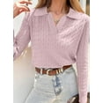 thumbnail image 2 of CAILDANL Womens Cable Knit Sweaters Long Sleeve V Neck Sweater Tops Casual Pullover Polo Shirts 2025 Fall Fashion Outfits, 2 of 2