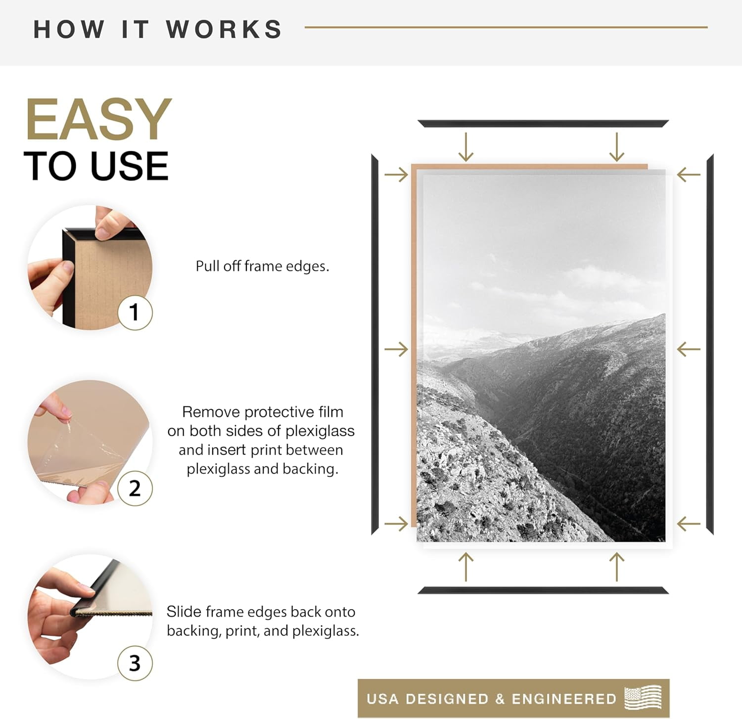 MCS Original Poster Frame 65669 24x36 Black Lightweight Vertical & Horizontal Wall Hanging Large Picture Frame for Posters, 044021656693 Art Prints & Gallery Wall (6-Pack)