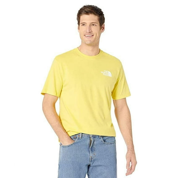 The North Face Box NSE NF0A476386Q1 Mens Yellow Black Short Sleeve T-Shirt TS184 (Regular,S)
