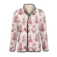 thumbnail image 6 of Women's Floral Print Stand Up Collar Pleated Cotton Long Sleeve Button Jacket with Vintage Christmas Design for Casual and Retro Style,Light pink,XL, 6 of 6