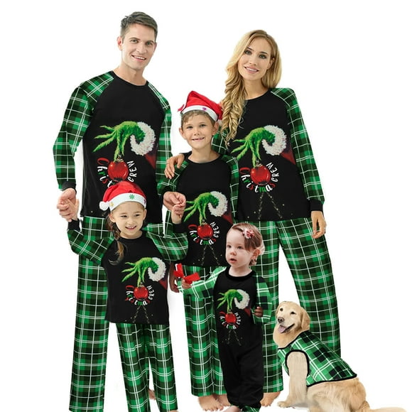 TheFound Pyjama de Noël Famille Correspondant Pyjama Ensembles de Noël Pjs Vêtements de Nuit Tenues pour Noël Fête de Noël