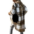 thumbnail image 3 of Qiylii Women Plaid Long Shirt, Long Sleeve Lapel Outerwear Jacket,S-XL, 3 of 5