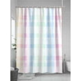 thumbnail image 5 of Blue Pink Plaid Standard Shower Curtain Set, Waterproof Shower Curtains for Bathroom, Pastel Green White Buffalo Patchwork Washable Fabric Cloth Bath Curtain for Bathtub with Hooks 72x72 Inches, 5 of 6