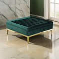 thumbnail image 6 of Benjara Vien 37 Inch Accent Ottoman, Square, Green Tuft Velvet, Gold Polished Steel, 6 of 6