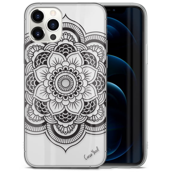 Case Yard iPhone-12-Pro-Max Case Clear Soft & Flexible TPU Ultra Low Profile Slim Fit Thin Shockproof Transparent Bumper Protective Cover Drop Protective Cell Phone Cases (Flower Mandala)