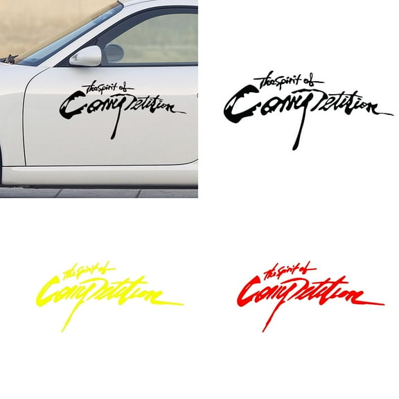 Walbest Car Sticker - The Spirit of Competition Letter Reflective Racing Auto Decoration Sticker Decal Universal
