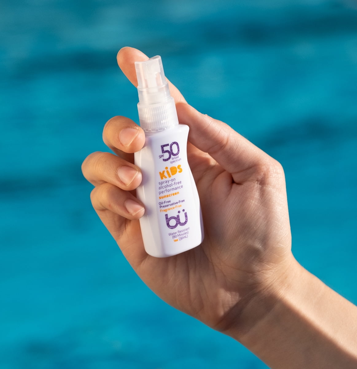 3 Pack - Bu KIDS SPF 50 Sunscreen Spray - Clear Moisturizing, Safe and Effective. Travel Sport Sensitive Skin. (Fragrance Free- 1 oz)
