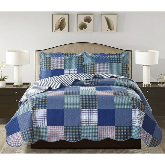 Suzy - 3 Piece Quilt Set Queen - Blue