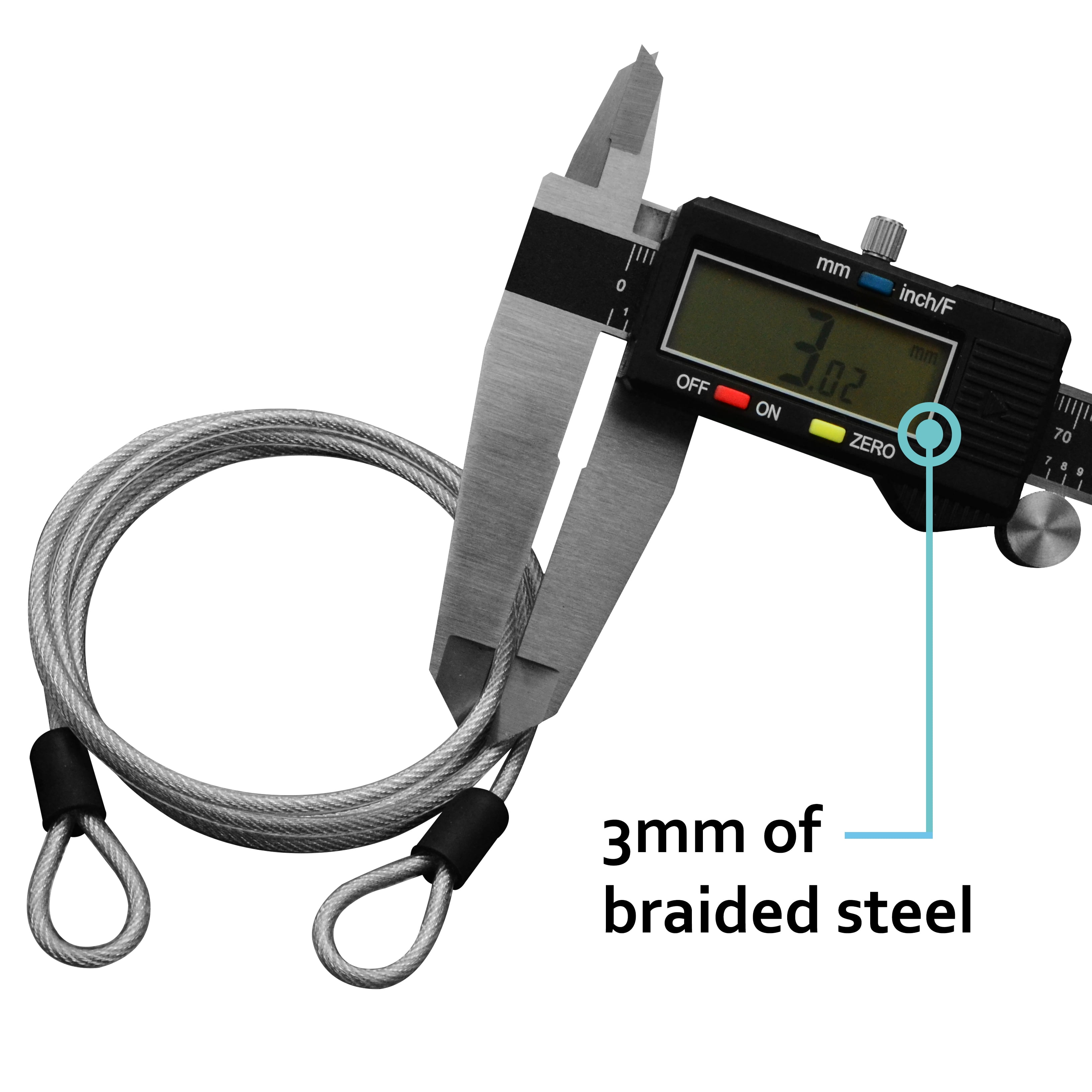 2Meters Security Double Loop Cable Strong Braided Steel For Bike Chain Lock 3c