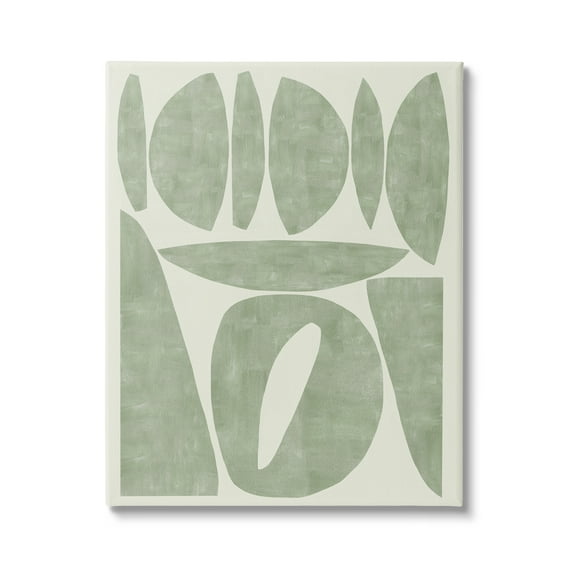 Stupell Industries Modern Green Shapes Abstract Painting Gallery Wrapped Canvas Art Print Wall Art, 16 x 20