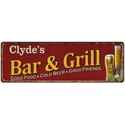 UPC 667438015336 product image for Clyde's Bar and Grill Red Personalized Man Cave Decor 6x18 Sign 106180054147 | upcitemdb.com