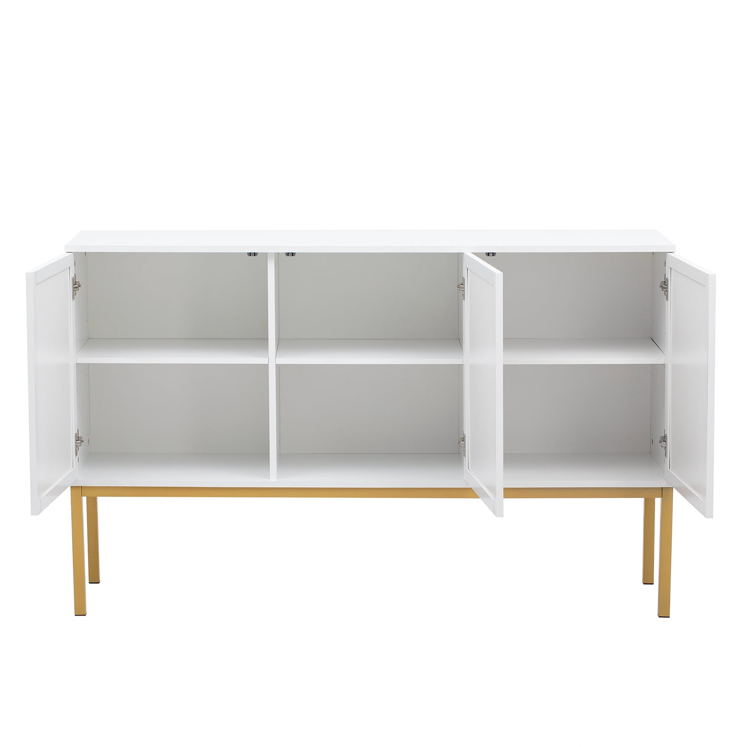 Kadyn 54" Sideboard Buffet Cabinet, Sideboard Storage Cabinet with Artificial Rattan Door and Rebound Device for Entryway, White Kadyn 54" Sideboard Buffet Cabinet, Sideboard Storage Cabinet with Artificial Rattan Door and Rebound Device for Entryway, White