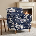 thumbnail image 2 of SCRAWLGOD Chair Sofa Slipcover with Arms, Stretchable Armchair Cover Washable Small Couch Cover for Living Room Decor, Japanese Navy Cherry Blossom, 2 of 8