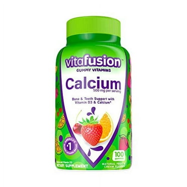 Vitafusion Calcium Gummy Vitamins, Fruit and Cream Flavored Chewable Calcium Vitamins, 100 Count, 2 Pack