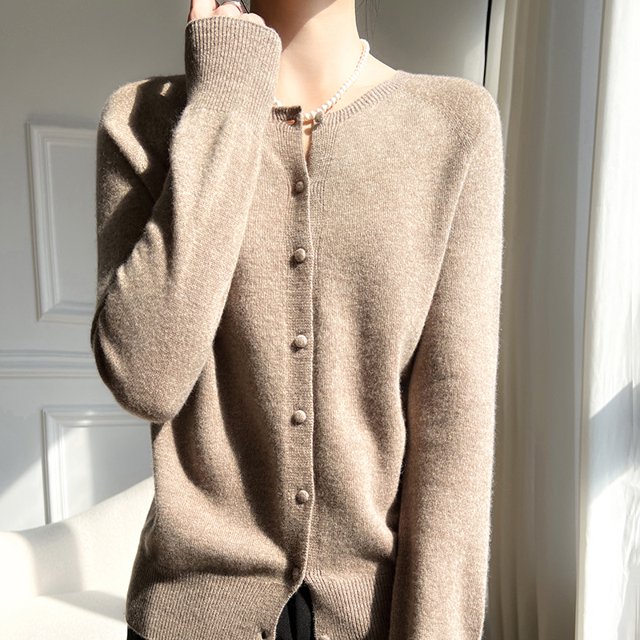 WinvyNee, cárdigans de lana de 100% para mujer, suéter liso informal cálido, prendas de vestir exteriores, Tops de punto, Otoño Invierno 2024, ropa de mujer B 1263018
