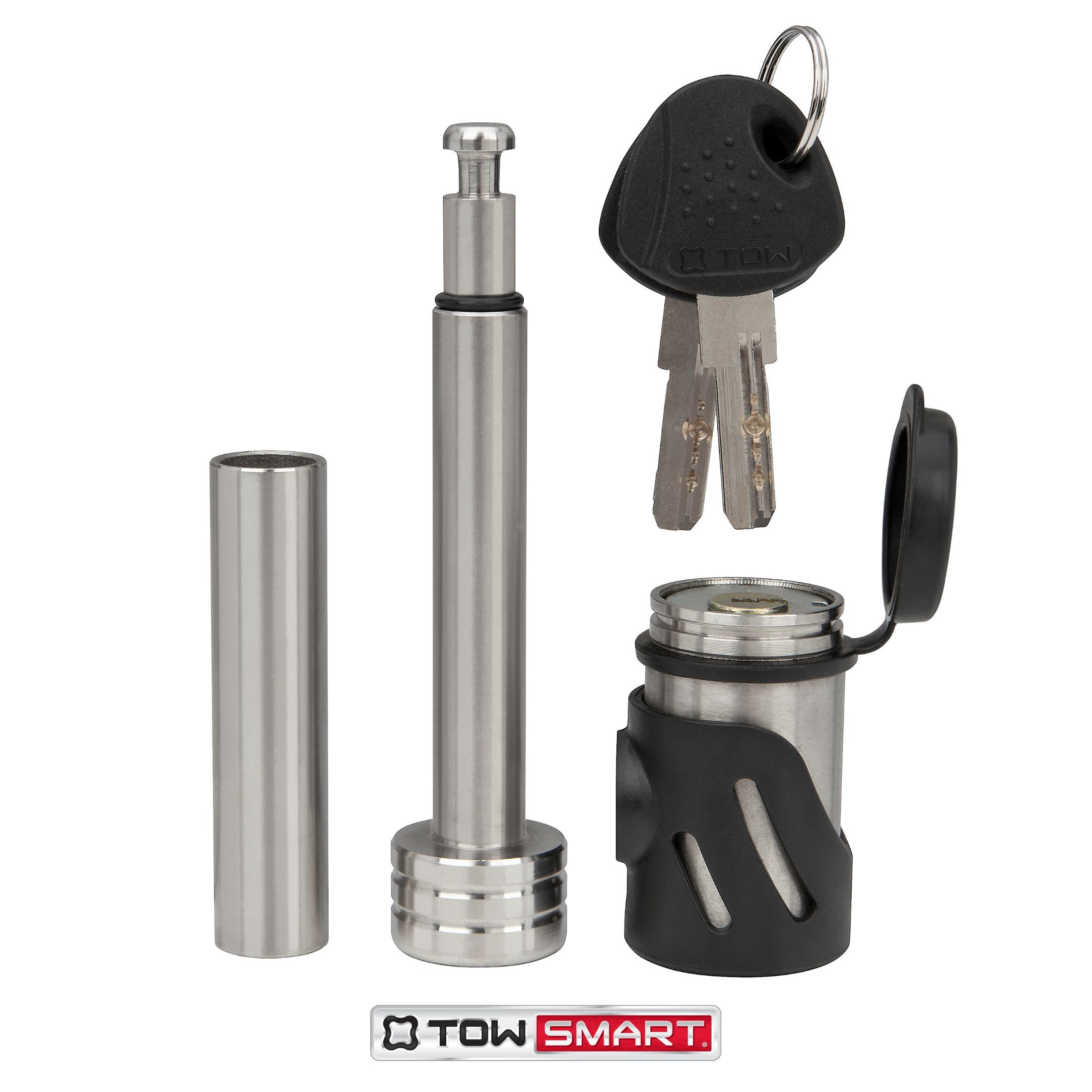 TowSmart Locking Hitch Pin, 1/2in and 5/8in Pin, Stainless Steel, 7276, 2.75in Span, Includes 2 Keys