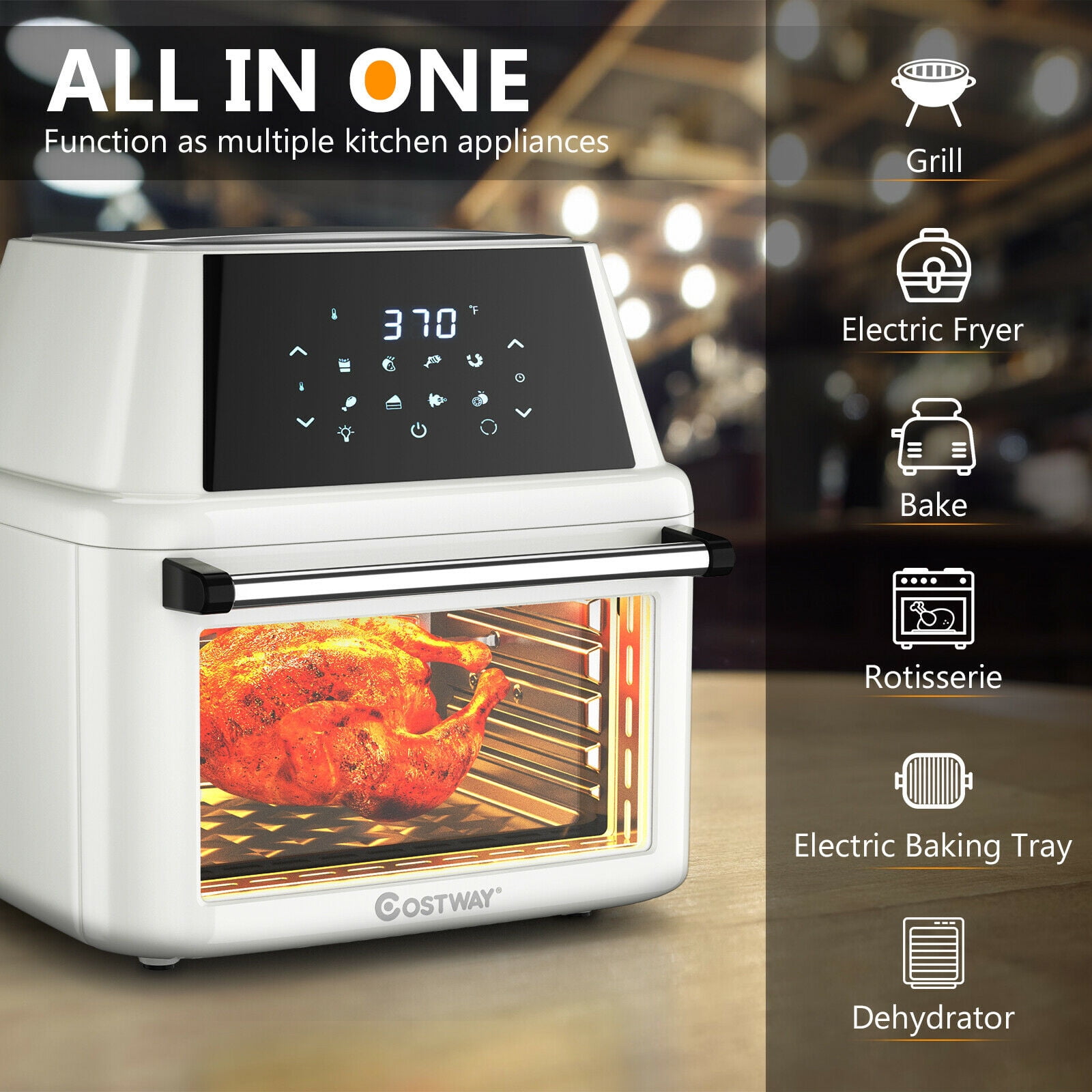 Costway 6 qt. Black 1700W Electric Air Fryer Oven 8-In-1 Rotisserie  Dehydrator w/Accessories EP24925US-DK - The Home Depot
