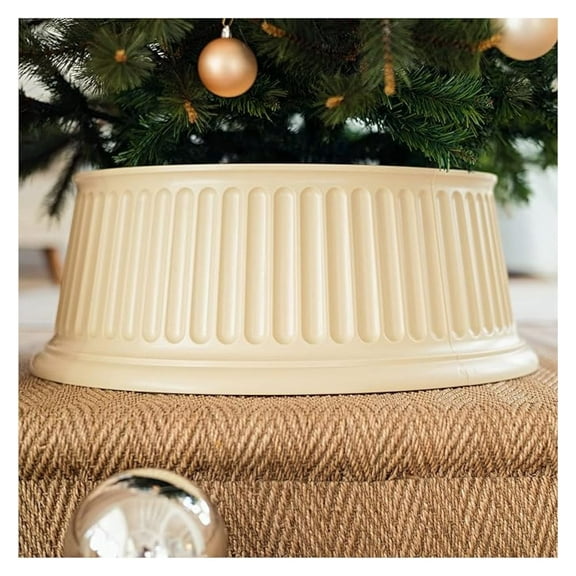 Christmas Tree Collar Round Classic Christmas Tree Skirt Basket Base Stand Durable for Xmas Tree Decoration Rome(Beige,XL)