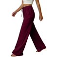 thumbnail image 6 of Women's 2026 Summer Lightweight Cotton Linen Wide Leg Trousers Elegant Casual Pants with Pockets by Yigetop Wine M, 6 of 7