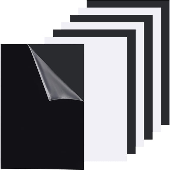 6 Packs Black and White Acrylic Sheet 7.8x11.8inch Rectangle Plastic Sheet Acrylic Panel