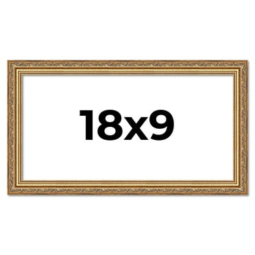 18x9 Frame Gold Solid Wood Picture Frame Width 1.25 Inches | Interior Frame Depth 0.375 Inches |