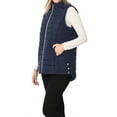 thumbnail image 2 of A2Y Women's Sherpa Lined Quilted Side Pockets Snaps Zip Up Vest Navy M, 2 of 3