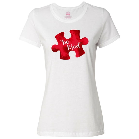 Inktastic Autism Awareness Be Kind Red Puzzle Piece Women's T-Shirt