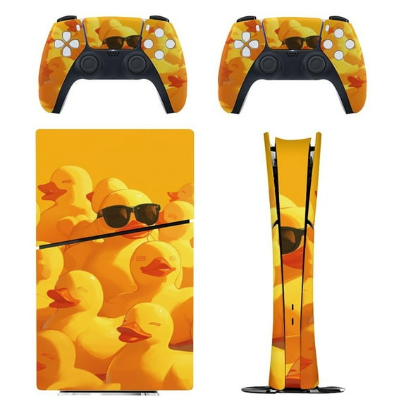 Skin Sticker for PS5 Slim Standard PS5 Pro Disc Digital Edition Console and Controllers Decals for Playstation 5 (Cool Duck With Sunglass,PS5 Slim Disc Edition)
