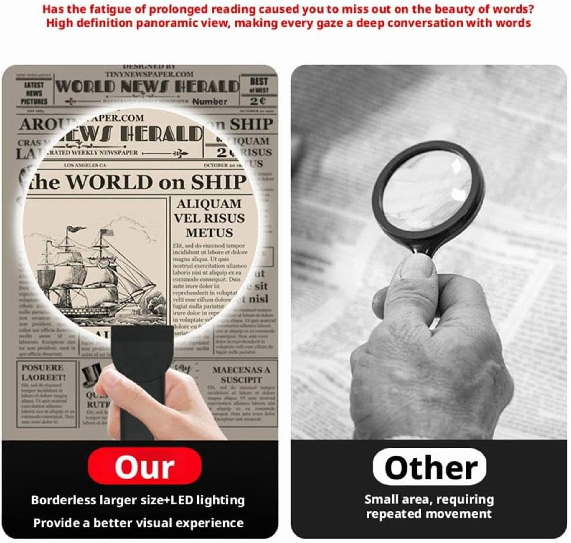3-in-1 Hands Free Magnifying Glass，Neck Wearable, Handheld & Desktop Magnifier for Reading, Sewing, Cross-Stitch & Crafts,Type-C Rechargeable HD Lens Visual Aid,Gift for Seniors