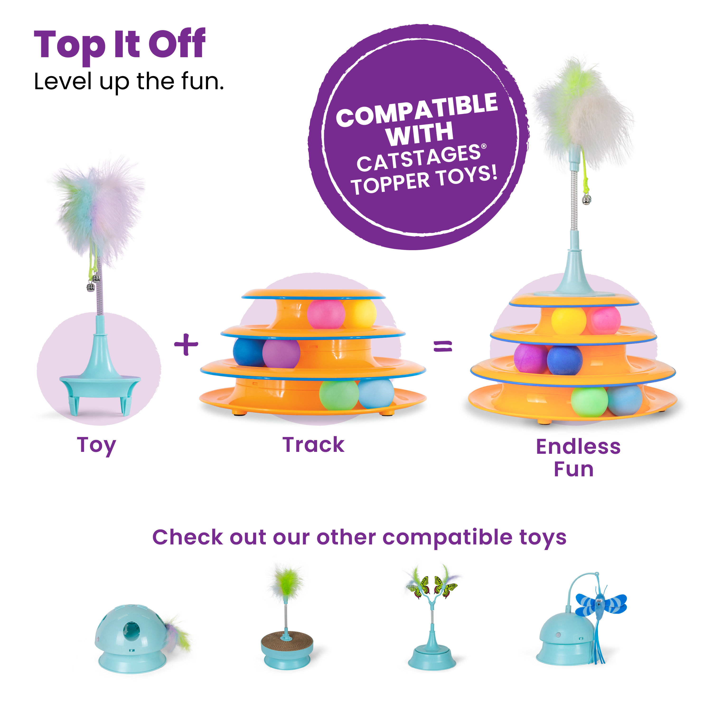 Catstages Tower of Tracks Interactive Cat Toy, 6 Balls photo 6