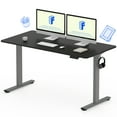 thumbnail image 3 of FLEXISPOT 55"x28" Home Office Height Adjustable Standing Desk with Hooks, Ergonomic Electric 2-Stage Stand Up Computer Desk, Gray and Black, 3 of 9