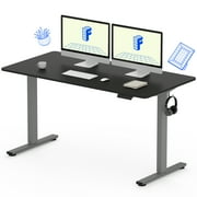 FLEXISPOT 55x28 Home Office Height Adjustable Standing Desk with Hooks, Ergonomic Electric 2-Stage Stand Up Computer Desk, Gray and Black
