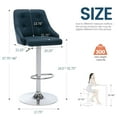 thumbnail image 3 of Bar Stools with Back, Linen Square 360°Swivel Barstools, Adjustable Height Pneumatic Lift Bar Chair for Kitchen Island, Bar, Dining, Dark Blue, 3 of 10