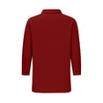 thumbnail image 4 of YFNNUP Women's Cotton Linen 3/4 Length Sleeve Shirts Button Down Lapel Collar Tshirt Dressy Work Tops Casual Business Blouses with Pockets Wine L, 4 of 8