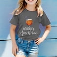 thumbnail image 2 of PMVFHDE T-Shirts Graphiques pour Fille Hauts d'Été pour Filles Hauts Tube pour Filles Hauts d'Été pour Filles T-Shirt Décontracté Imprimé Col Rond Manches Courtes T-Shirt Décontracté Gris, 8-9 Ans, 2 of 4