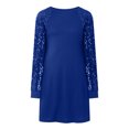 thumbnail image 4 of Mini vestido de manga raglán con empalme de lentejuelas a la moda para mujer, vestido informal de Color sólido de manga larga para vacaciones en casa Pompotops  hdfakjf1440, 4 of 7