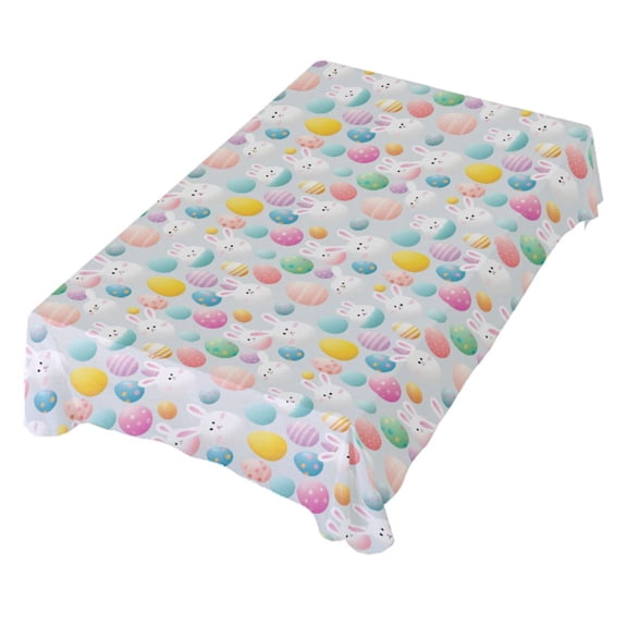 JSTEL Cute Bunny Easter Eggs Table Cloth Rectangle 54 x 72 Inch Tablecloth Anti Wrinkle Table Cover for Dining Kitchen Parties