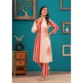 thumbnail image 4 of Cream Bold Red Floral Printed Front Stripe Muslin Kurta Set, 4 of 5