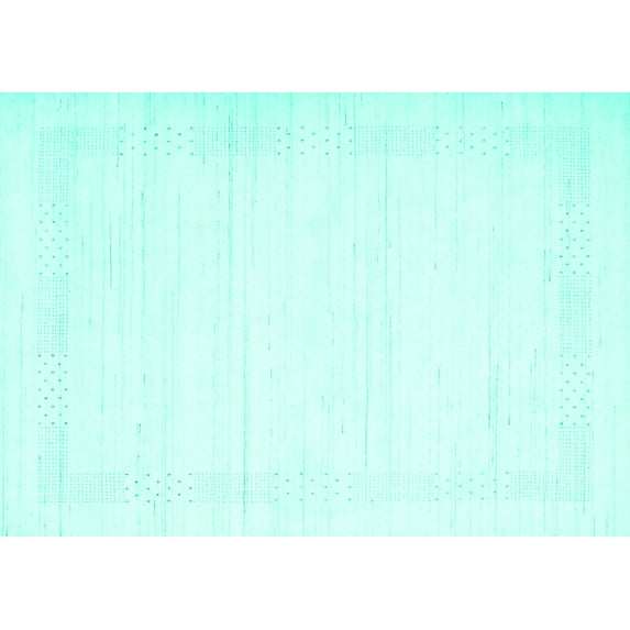 Ahgly Company Indoor Rectangle Solid Turquoise Blue Modern Area Rugs, 7' x 10'