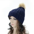 thumbnail image 2 of GZWYHT Beanies,Beanie Hats Women Winter Warm Knitted Cute Rabbit F-ur Ball Yarn Hat Winter Hats,Hats for Women Navy, 2 of 5