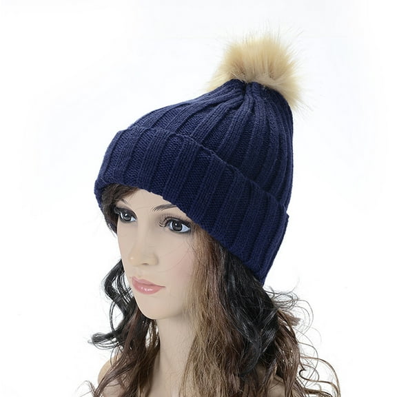 Yanyanz Womens Baseball Caps, Women Winter Warm Knitted Cute F- Yarn Hat, Baseball Caps Navy One Size