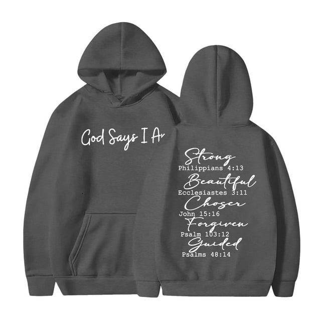 TINZ Sweat à Capuche Imprimé Lettre pour Femmes, Manches Longues, avec Poches, Décontracté, Fermeture Éclair devant