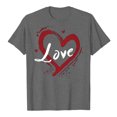 thumbnail image 4 of felwors Valentines Shirts for Women: Cute Love Heart Shirt Valentine T Shirt Red Short Sleeve Casual Hearts Tops(Dark Gray, XXXL), 4 of 6